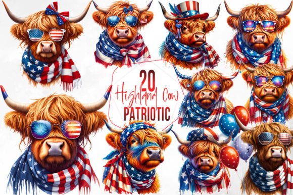 Download Patriotic Highland Cow Sublimation - Sublimation Collection
