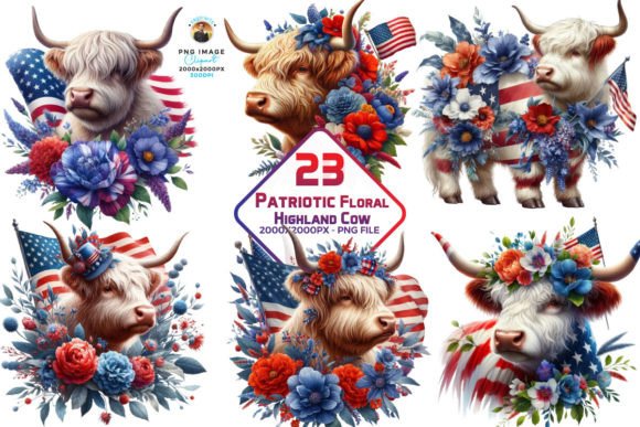 Download Patriotic Highland Cow Sublimation - Sublimation Collection