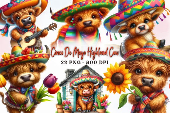 Download Cinco De Mayo Highland Cow Sublimation - Sublimation Collection