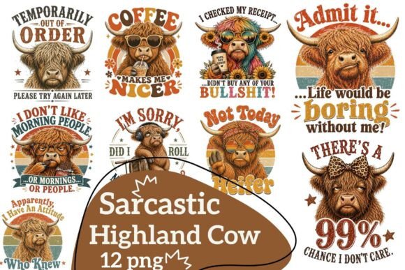 Download Sarcastic Highland Cow Sublimation Bundl - Sublimation Collection