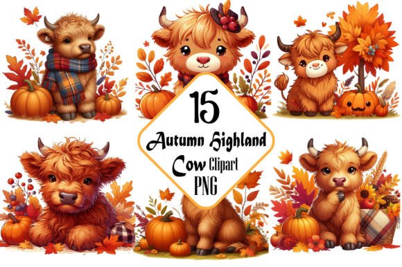 Download Autumn Highland Cow Sublimation Clipart - Sublimation Collection