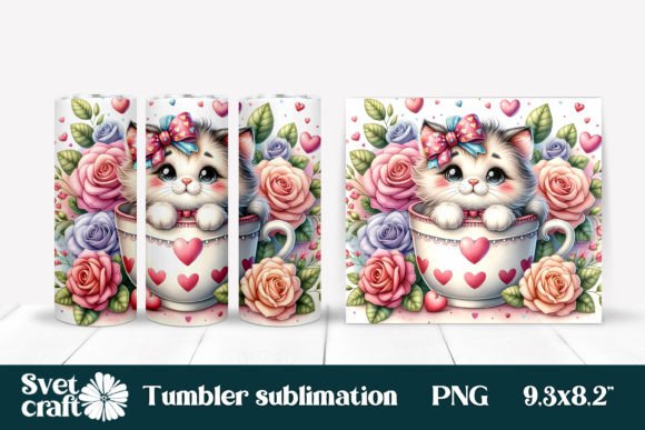 Download Cute Cat Sublimation Tumbler Design PNG - Sublimation Collection