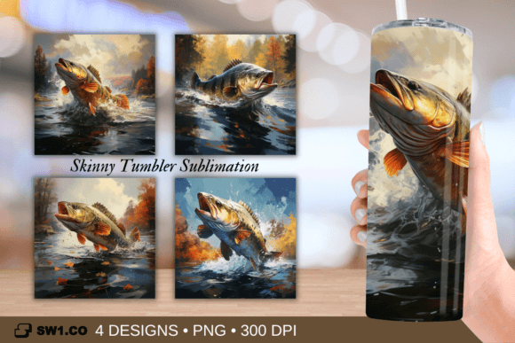 Download Watercolor Bass Fish Tumbler Sublimation - Sublimation Collection