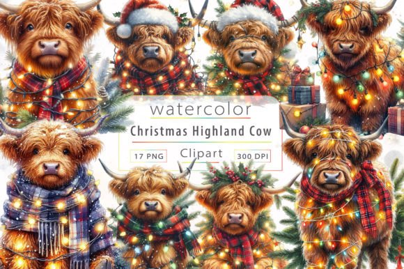 Download Christmas Highland Cow Sublimation - Sublimation Collection