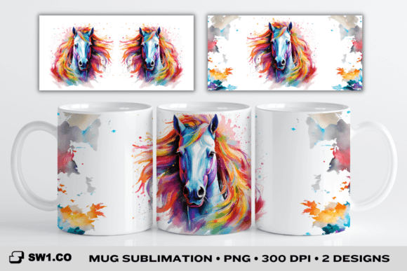 Download Rainbow Horse Mug Sublimation Wrap PNG - Sublimation Collection