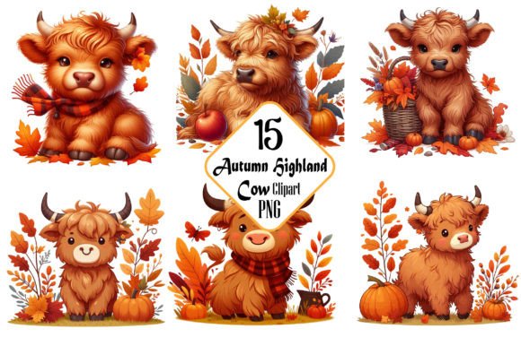 Download Autumn Highland Cow Sublimation Clipart - Sublimation Collection