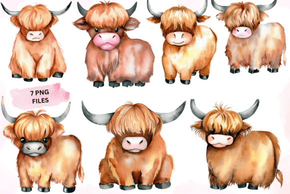 Download Watercolor Cute Highland Cow Sublimation - Sublimation Collection